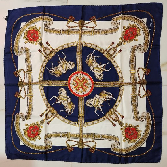 100% Silk Vintage Celine Paris 34" in x 34" in square scarf - Picture 1 of 4